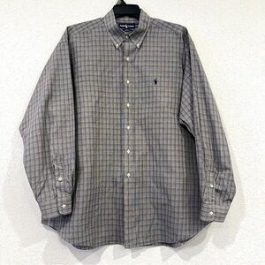 Ralph Lauren Mens Grey 100% Cotton Blake Plaid Button Up Shirt Size XXL